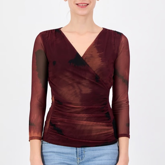 DKNY Red Mesh Top - Picture 3 of 5